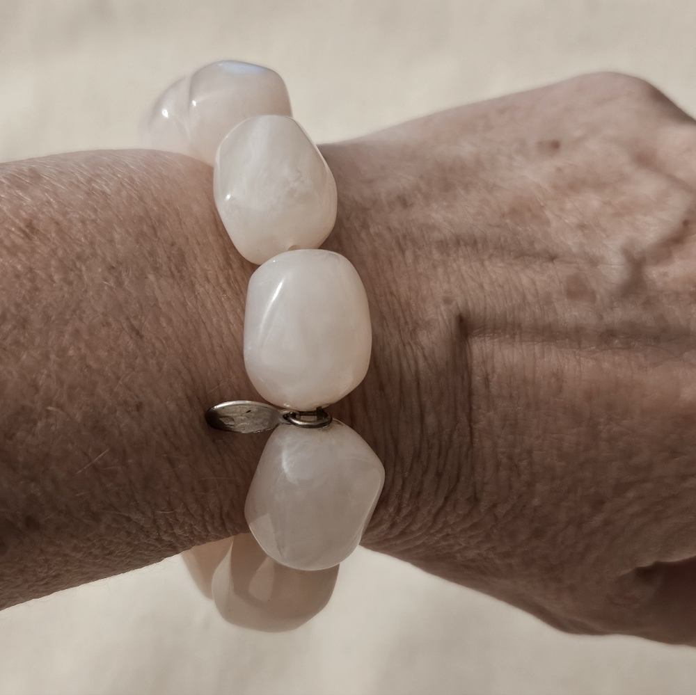 Rose Quartz Artisan Crafted Chunky Stretch Bracelet Faceted Beads .75"L Beads